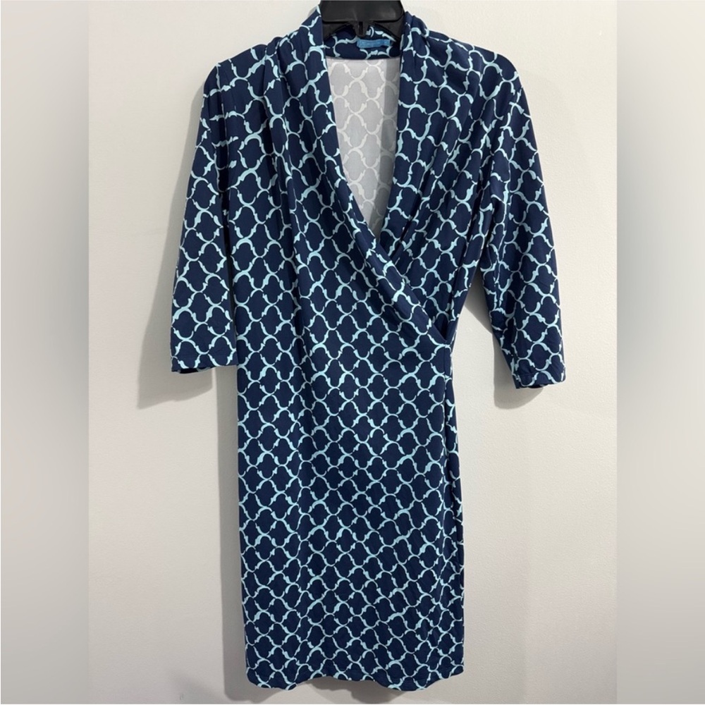 J. McLaughlin Blythe Faux Wrap Dress Catalina cloth Womens Size S